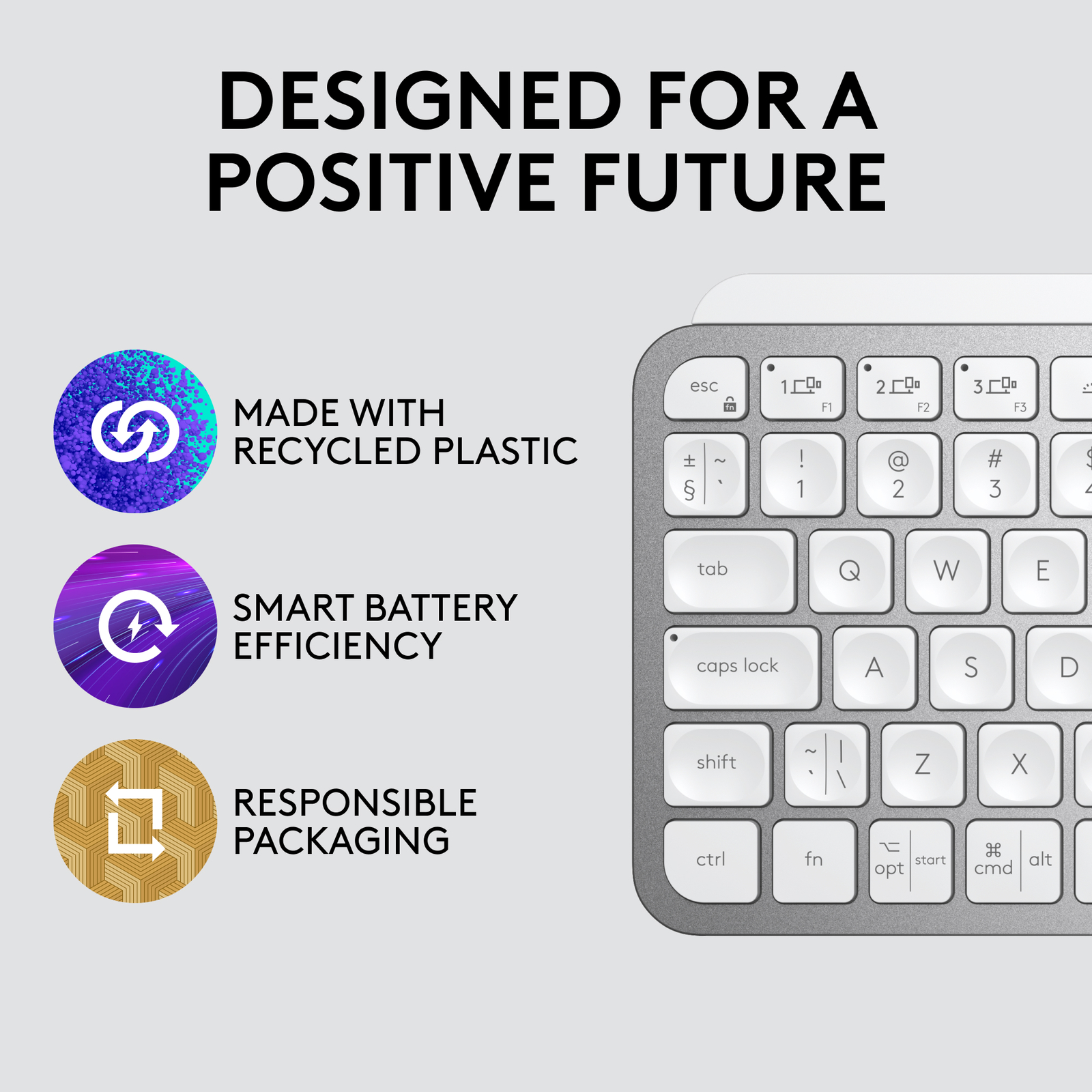 Logitech MX Keys Mini Wireless Keyboard (Pale Gray), English - US