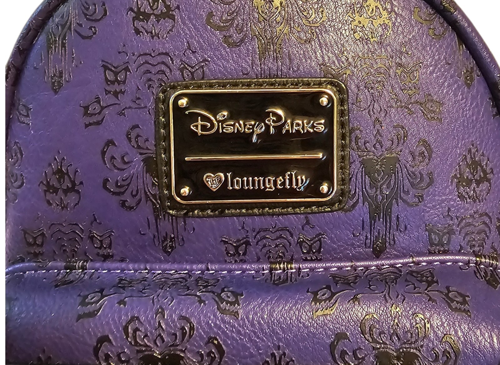 Loungefly Disney Parks Haunted Mansion Purple Wallpaper Mini Backpack ❤️ Logo