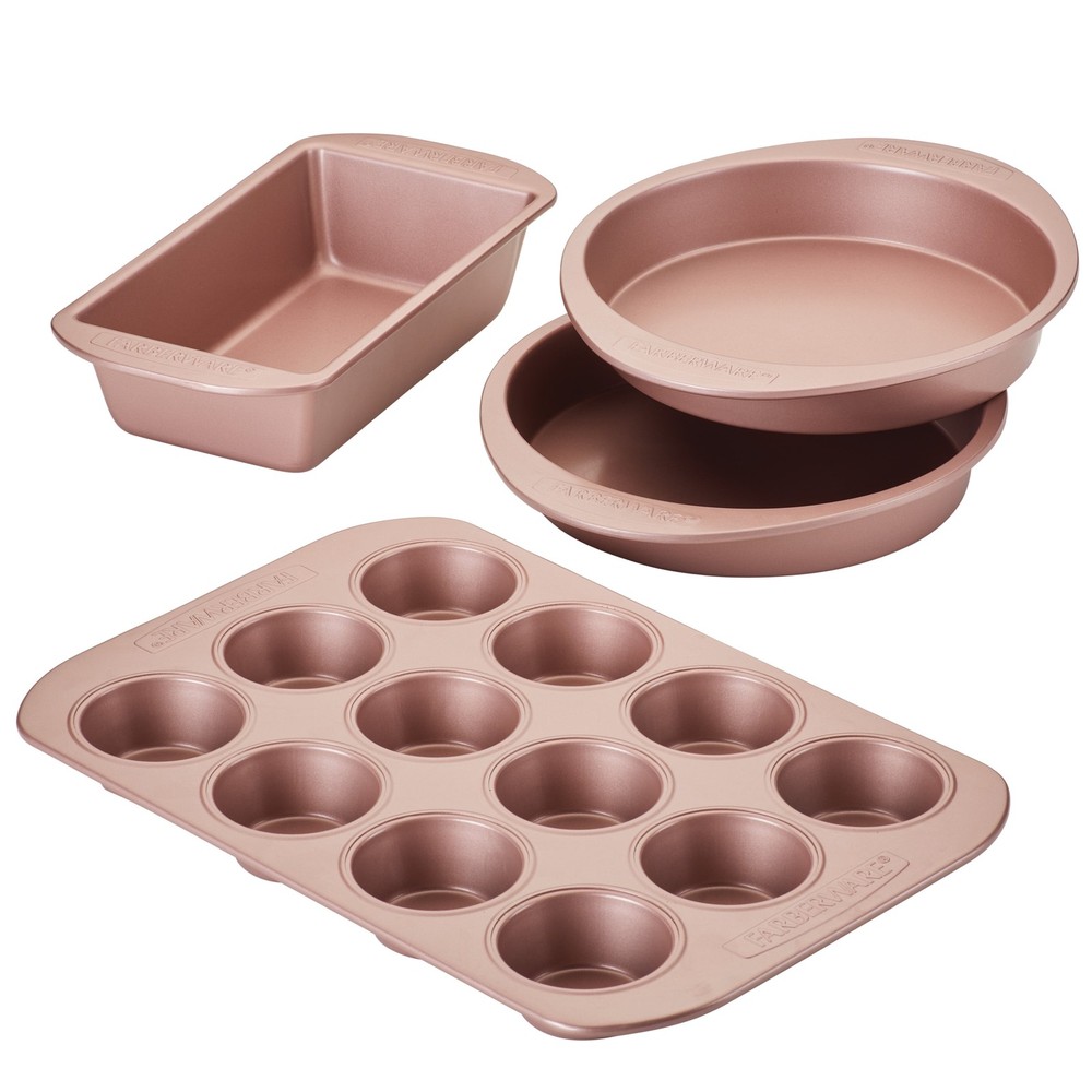 4 Piece Nonstick Bakeware Set Rose Gold