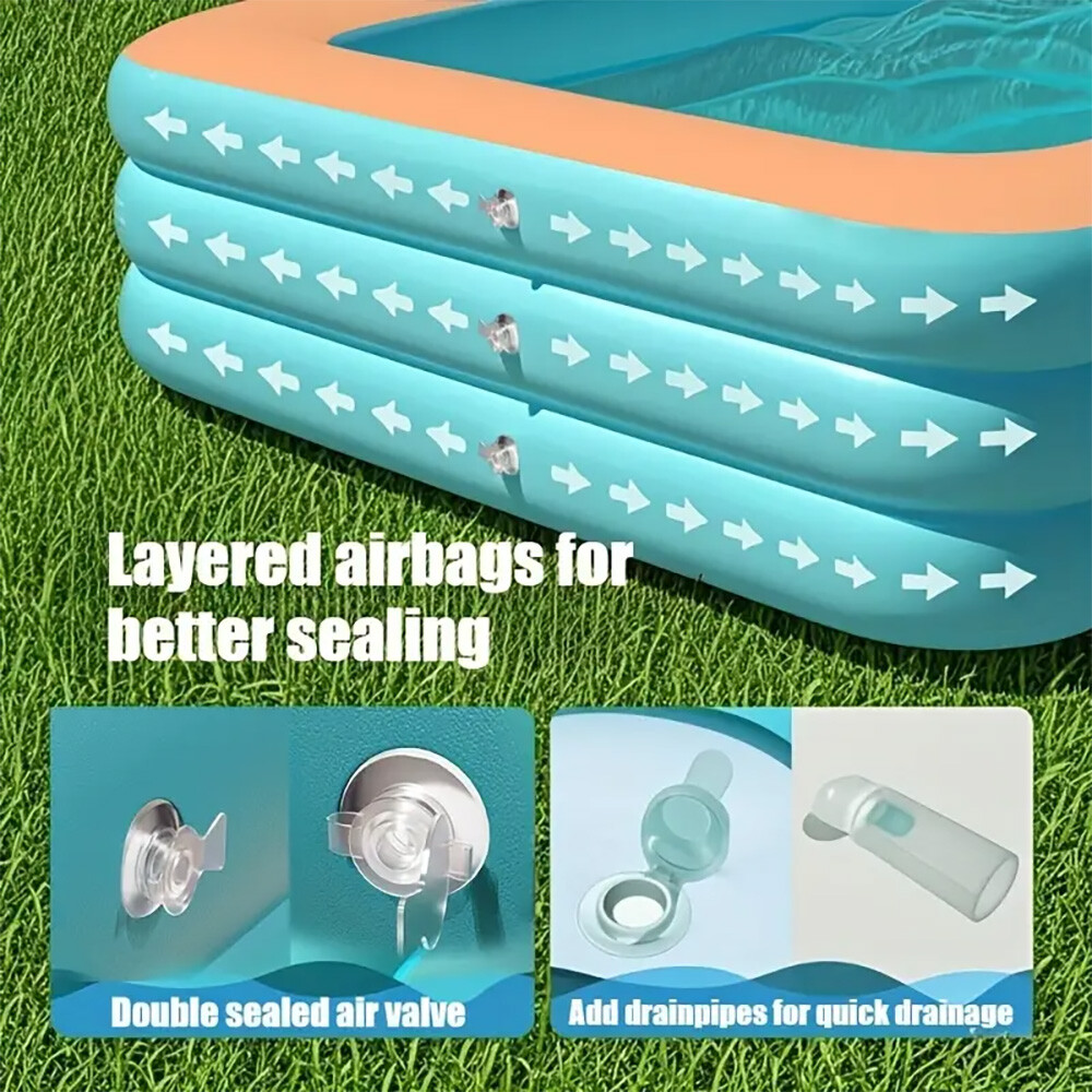 3-Layer Large Family Inflatable Swimming Pool Durable PVC Indoor/Outdoor Use NEW