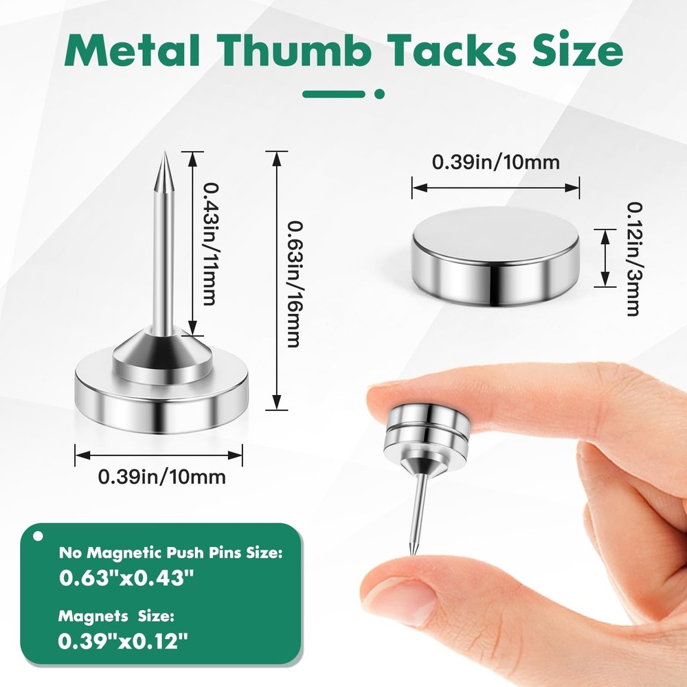 GOOLADA 20 Sets Magnetic Push Pins, Silver Tacks, 20Pack,