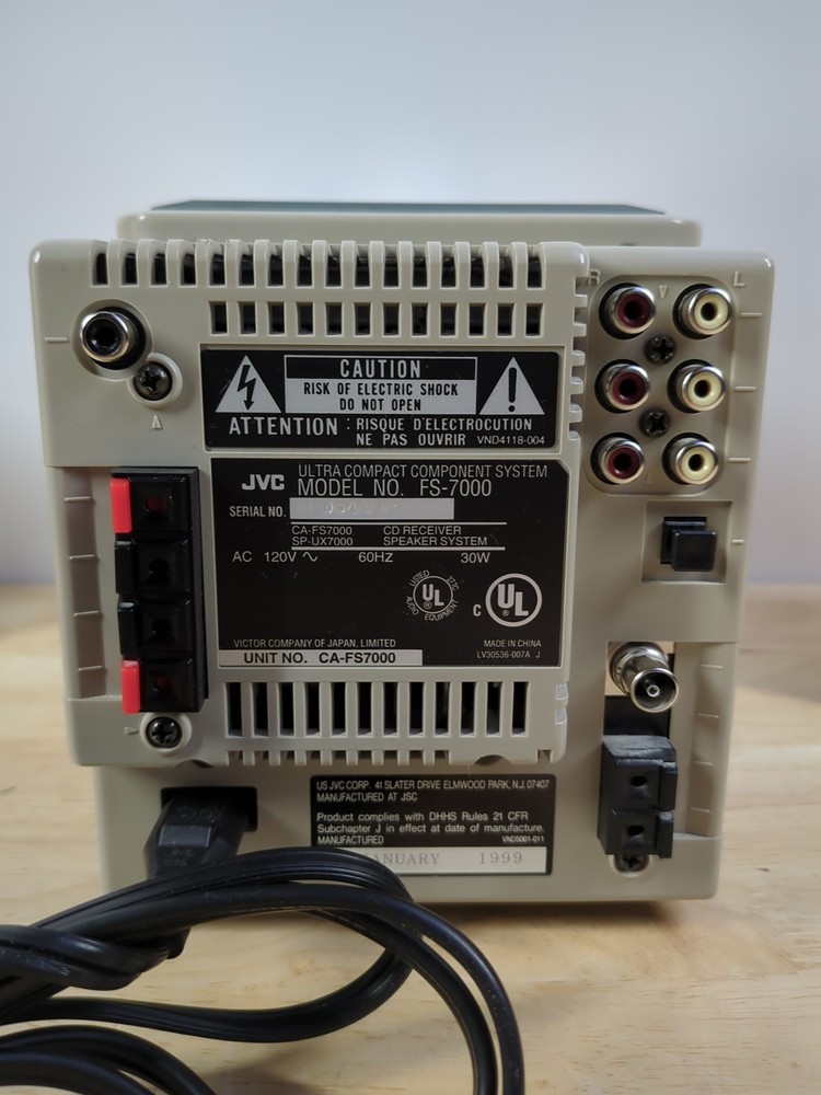 JVC FS-7000 Micro Compact Bookshelf CD Stereo System w/Remote Tested Working