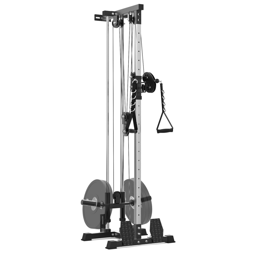Wall Mount LAT Pulldown Machine Row Cable Machine w/ High and Low Pulley Station