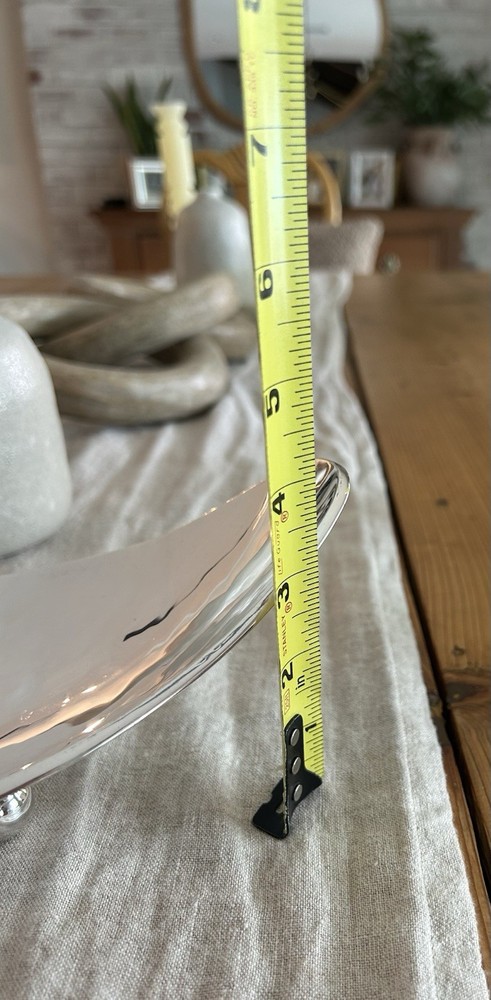 Hand wrought Belleza Mexico Curvy Wavy Silver Plated Footed Decorative Bowl 11”