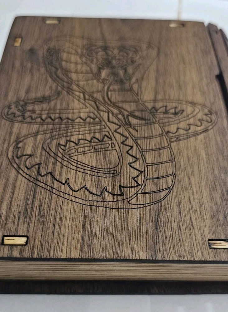 Cobra Themed D&D Dice Box Made From Solid Walnut and Red Elm