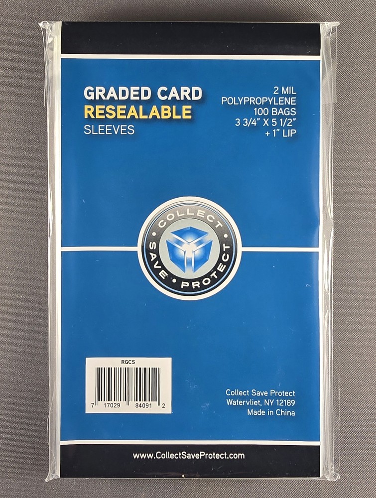 1 Pack (100x) CSP Resealable Graded Card Sleeves 3 3/4" x 5 1/2" (2 Mil)