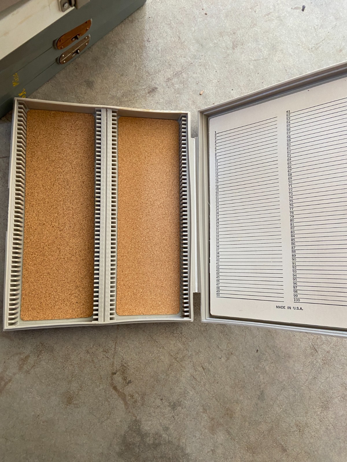 Vintage Gray Plastic Microscope Slide Storage Box holds 100 Glass Slides - Qty 7