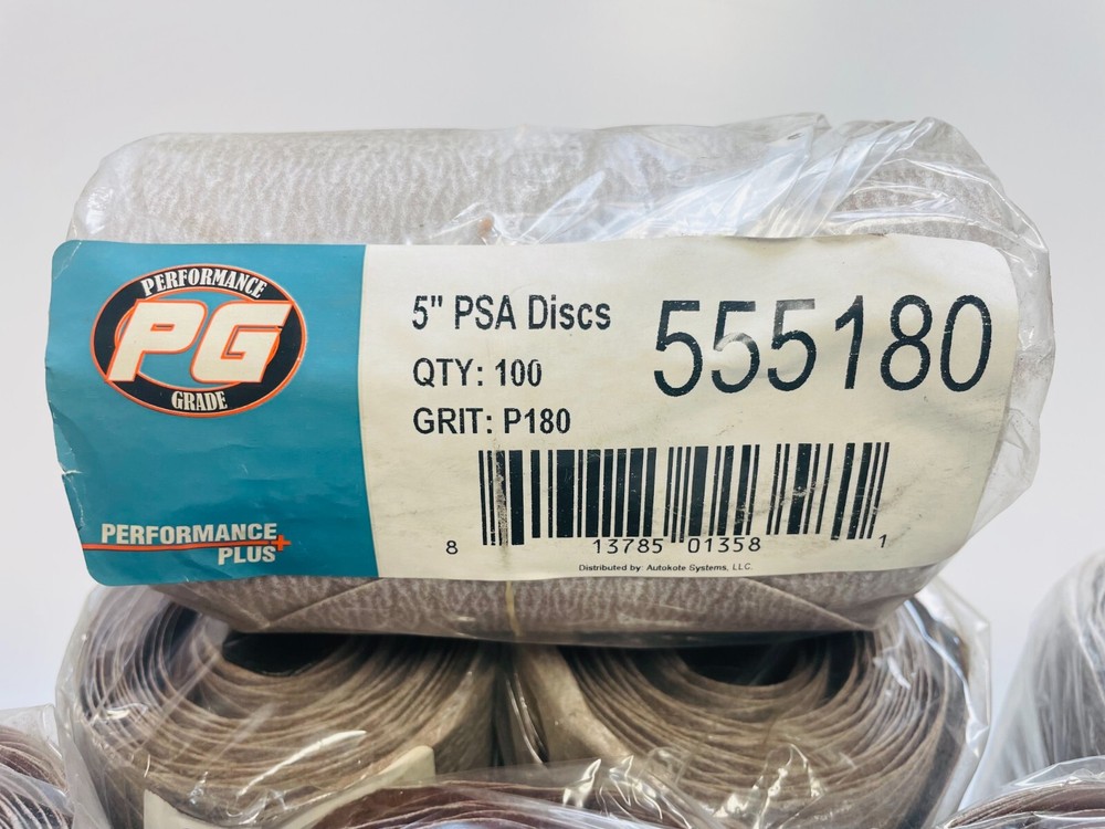 Performance Plus 5" PSA Discs, 180 Grit, 100 Sheets Per Roll, Includes 8 Rolls