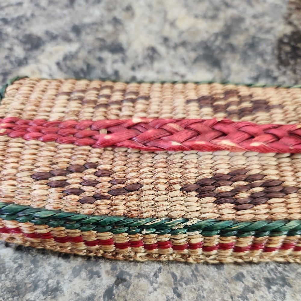 Vintage Sewing Storage Basket Woven Rectangle Lid