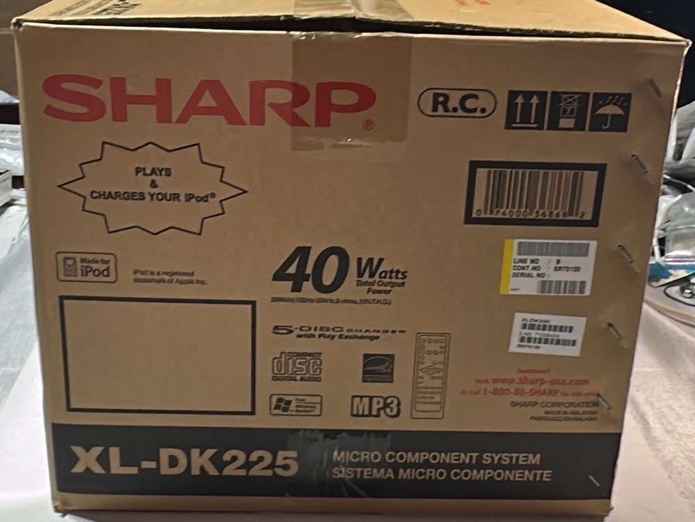 Sharp XL-DK225 Micro Component Stereo System CD Radio iPod Dock-"New" READ NOTE*