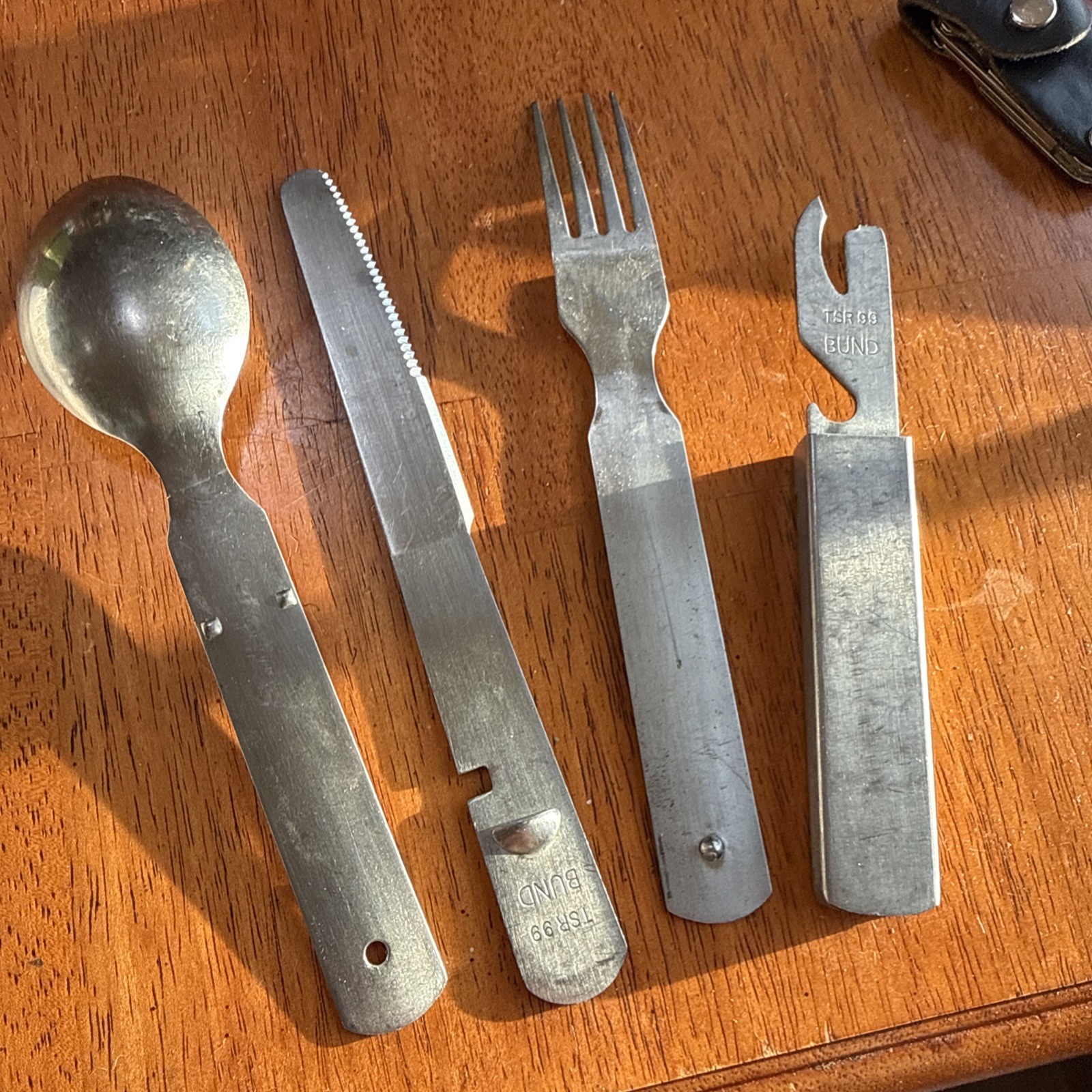 Original German Military Utensil Kit Knife Fork Spoon Can Bottle Opener