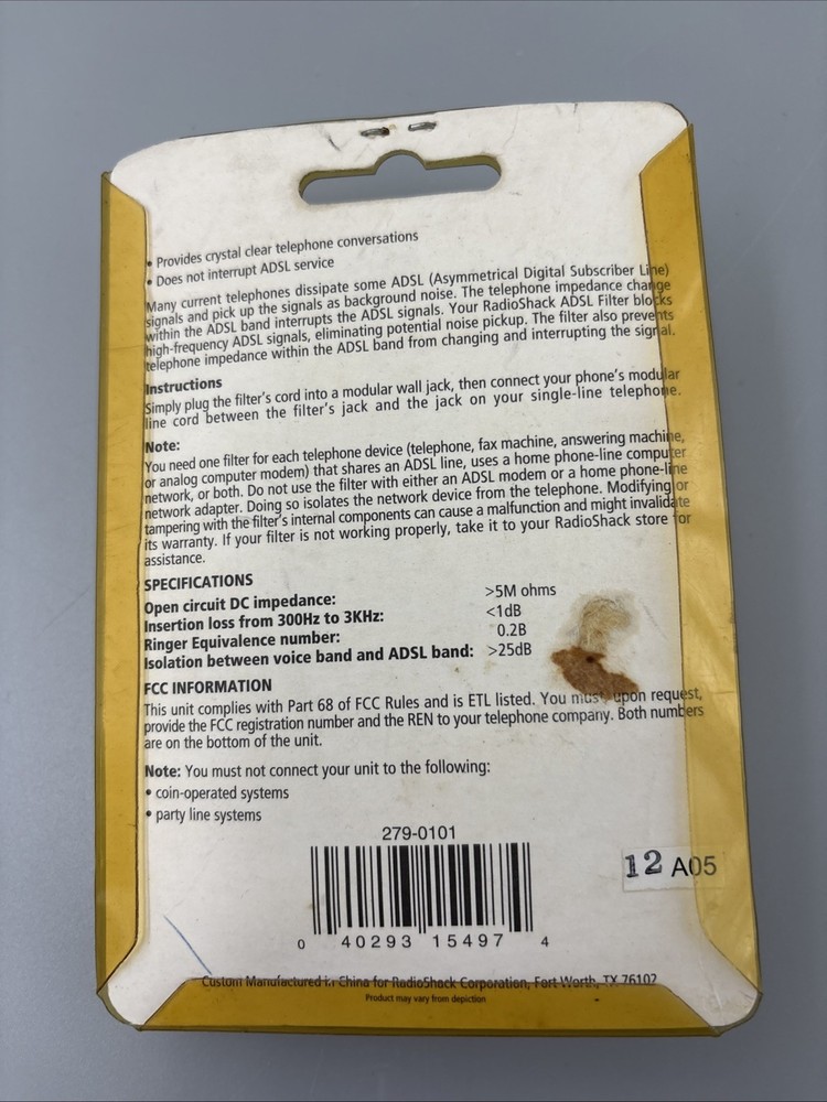 Radio Shack ADSL Broadband Filter
