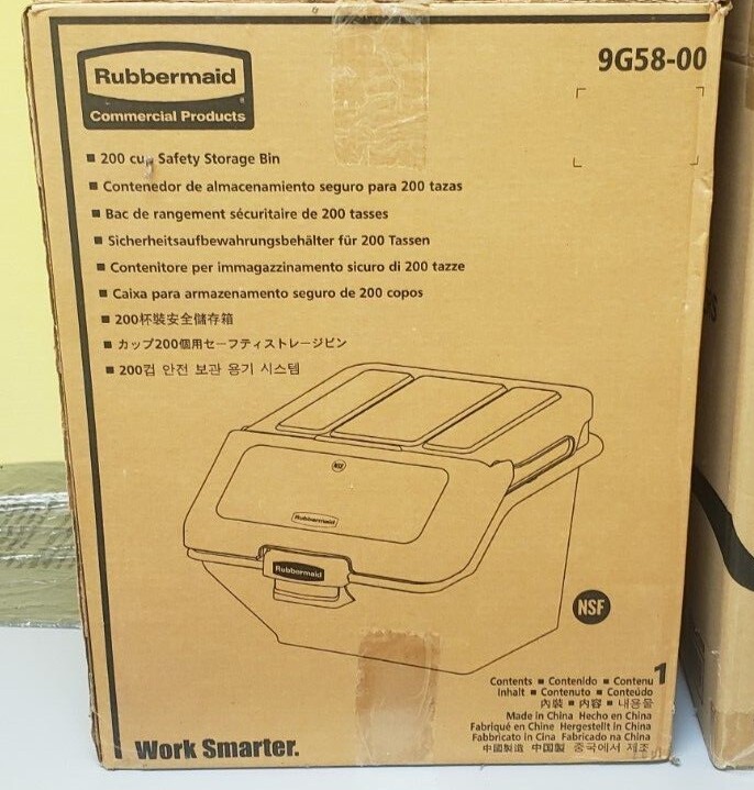 Rubbermaid food storage bin for food service, 200 cups,  NSF rated