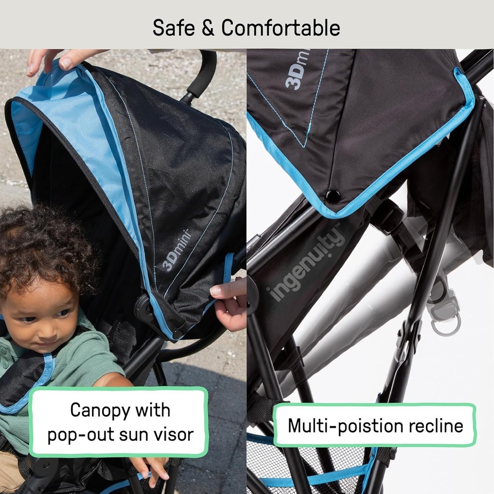 Ingenuity 3D Mini Convenience Umbrella Stroller Black Multi-Position Recline