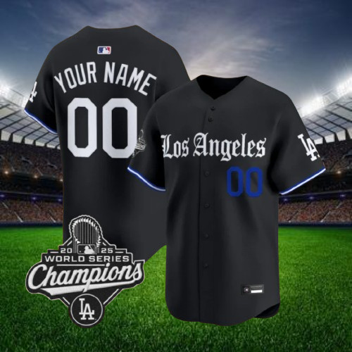 Custom Dodgers Black "Gothic Edition" Stitched Jersey All Sizes