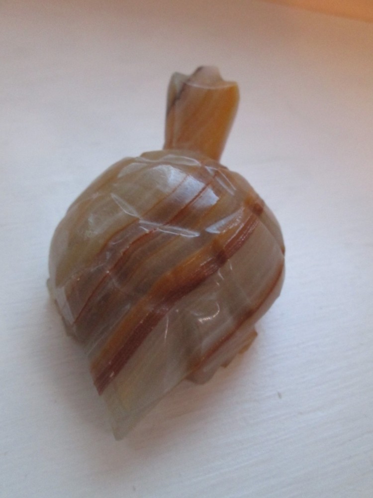Solid Stone Carved Turtle Figurine 3 3/4" Long