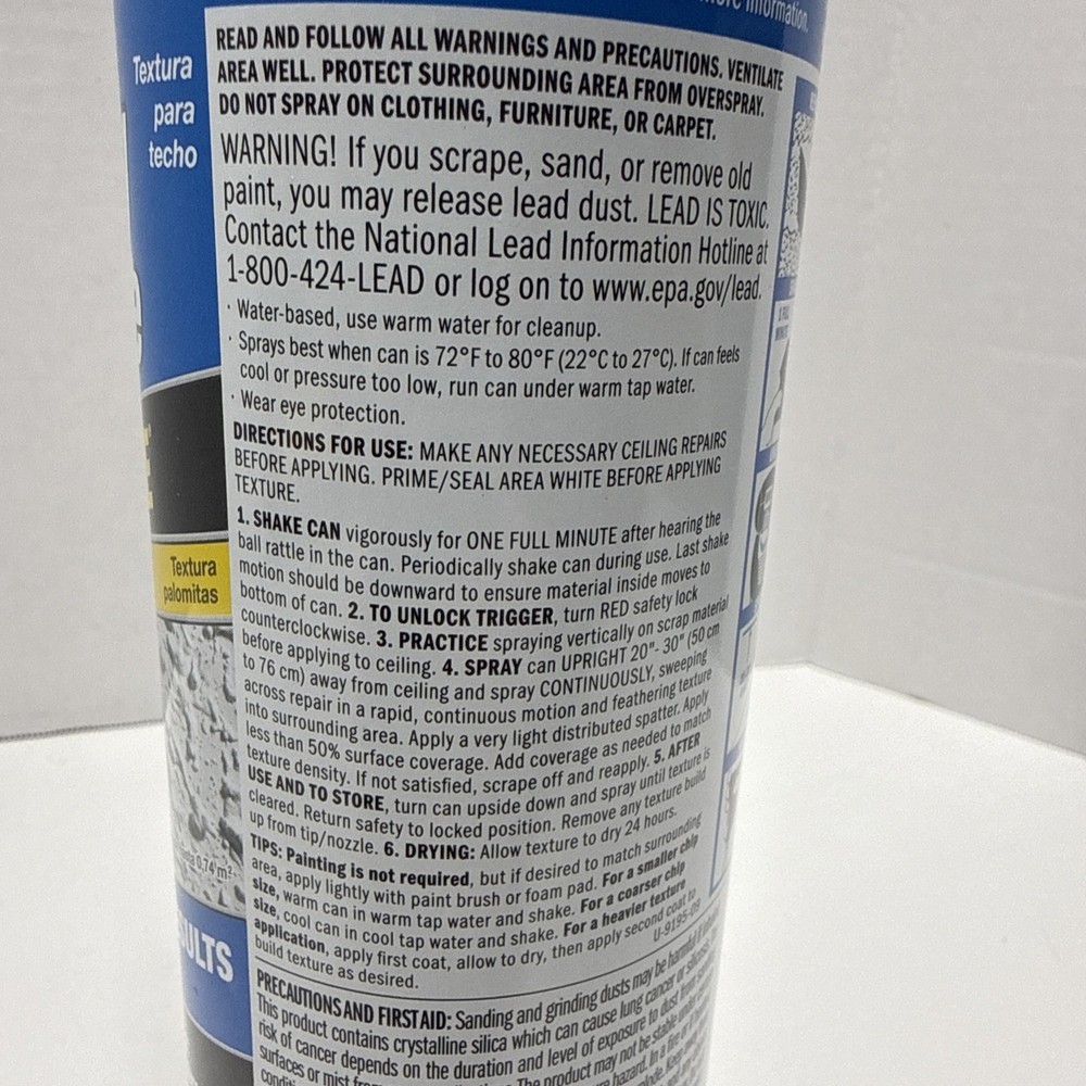 Homax Ceiling Texture Spray, White Popcorn, Water Based, 14 Oz