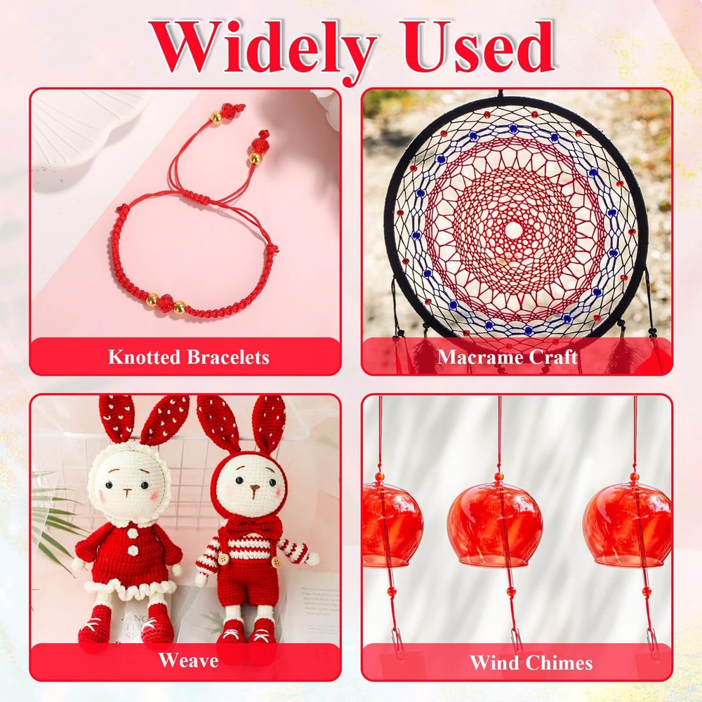 Anezus Red Nylon String for Bracelets, 0.8mm Thread Chinese