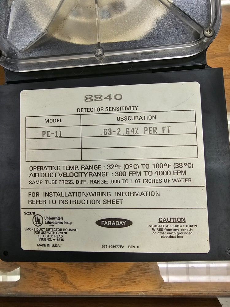 Faraday 8840 Duct Detector Housing