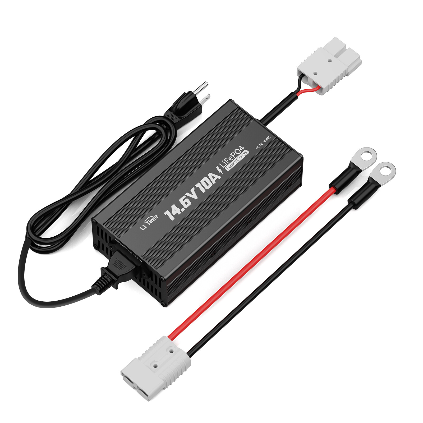 LiTime14.6V 10A AC/DC LiFePO4 Battery Smart Charger High Charging Efficiency