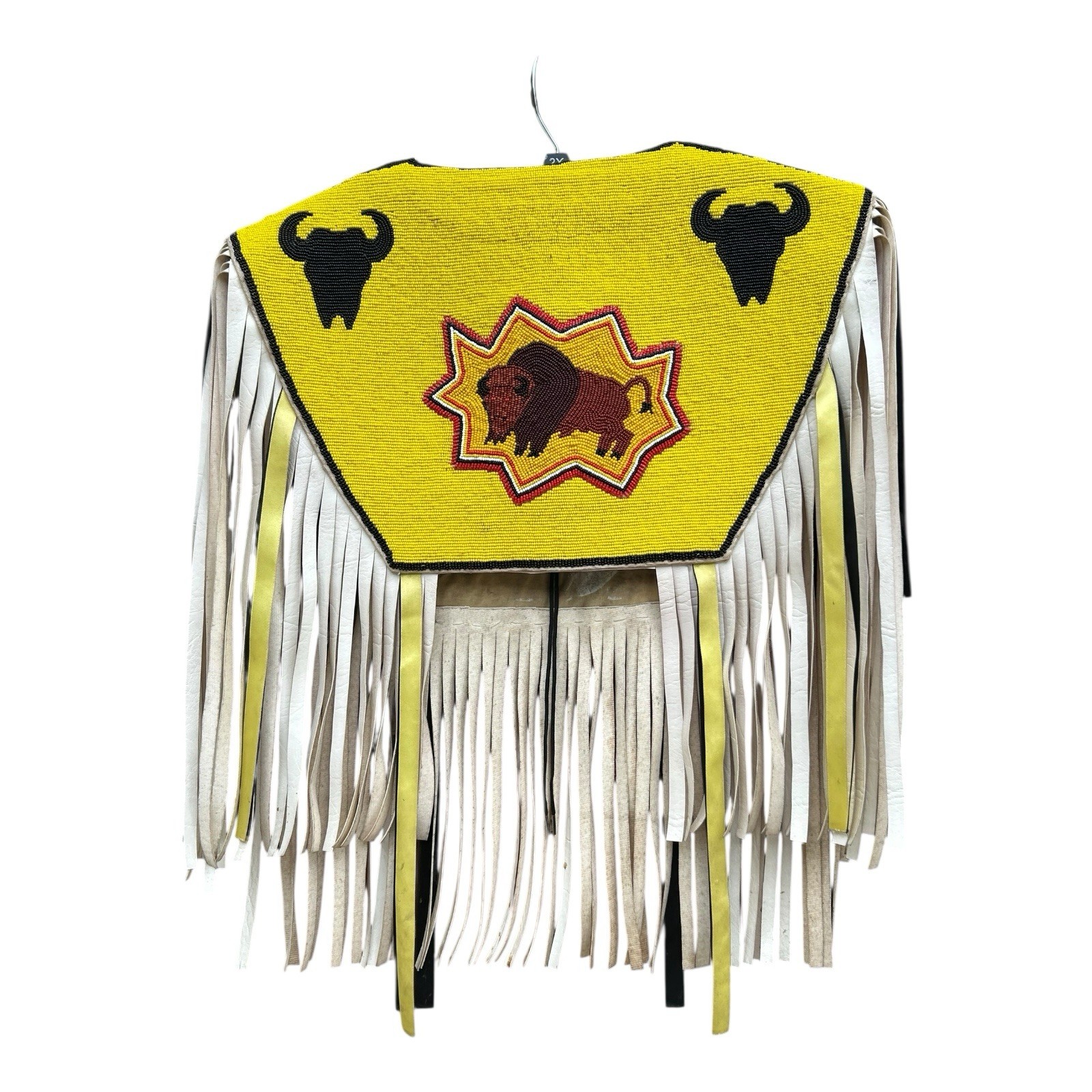 Vintage Native American Pow Wow Regalia Ceremonial Beaded Vest US Canada Buffalo