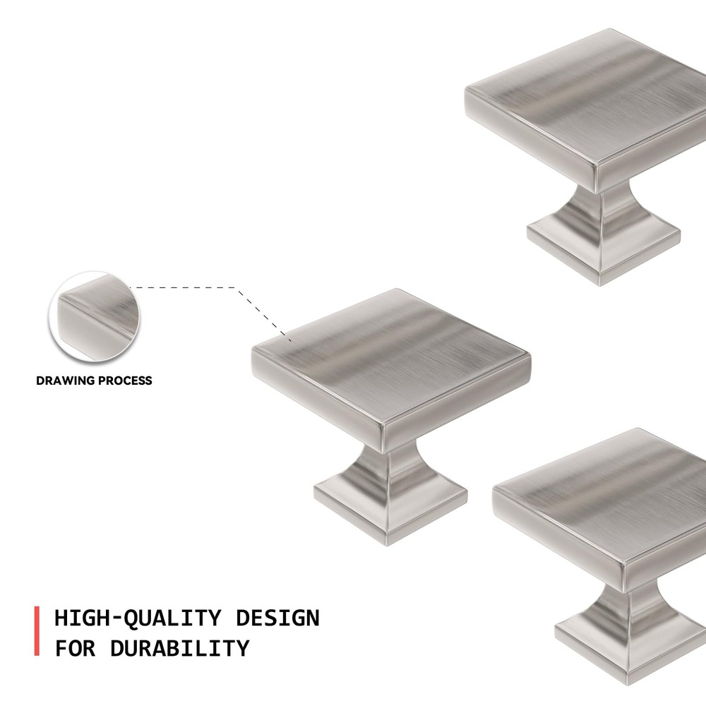 5 Pack Cabinet Knobs Brushed Nickel Drawer Knobs - Square Cabinet Knobs for D...