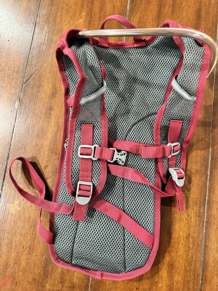 Avalanche Hydration Backpack Red Gray Hiking Running Water Pack w/ Bladder