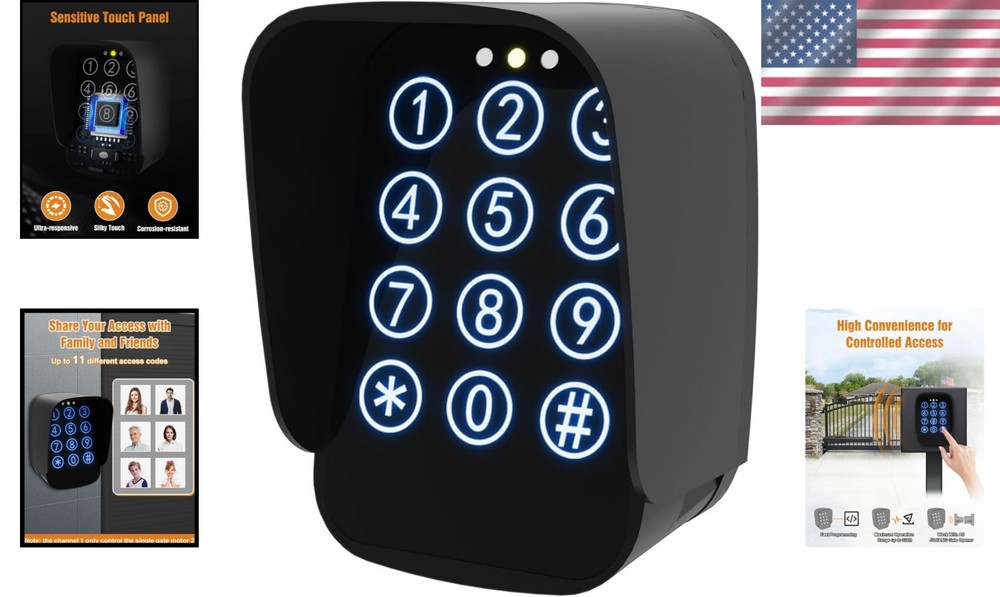 Touch Panel Wireless Gate Keypad with Adjustable Backlight & Security Features