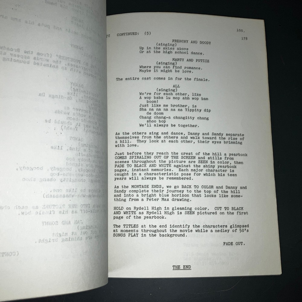 GREASE (15/12/77) 3rd Draft Script Travolta/Newton-John Paramount Prod Cvrs+COA