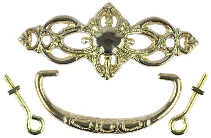 3" Victorian Clover Design Bail Pull Solid Brass