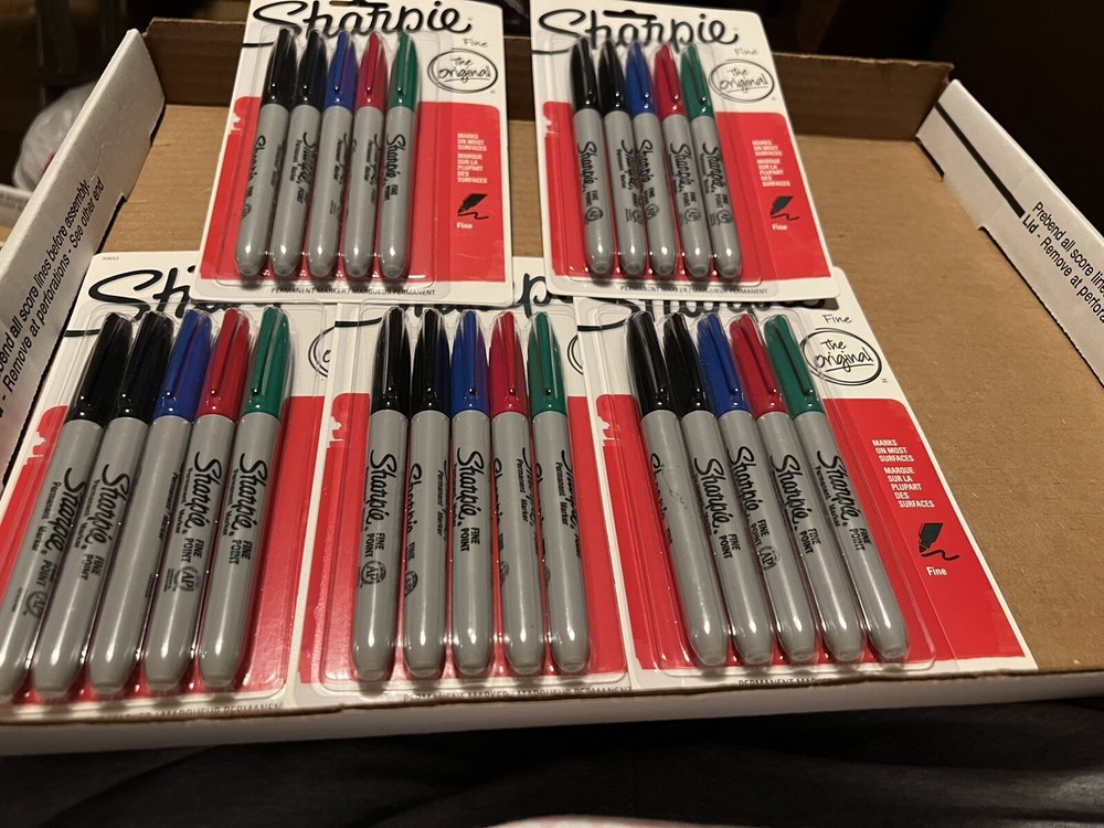 Sharpie Permanent Markers Fine Point Assorted Colors 5 Packs -25 Count Total
