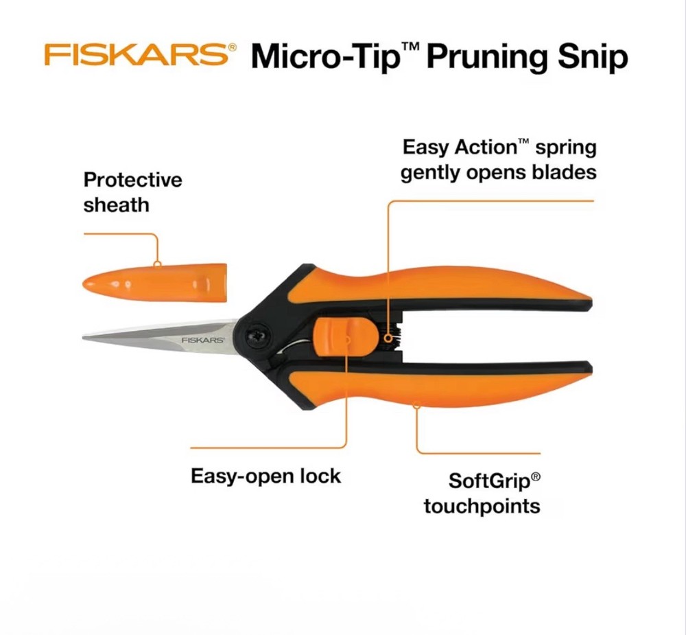 Fiskars Softouch Micro-Tip Pruning Snip Stainless Steel Blade Easy Action NEW
