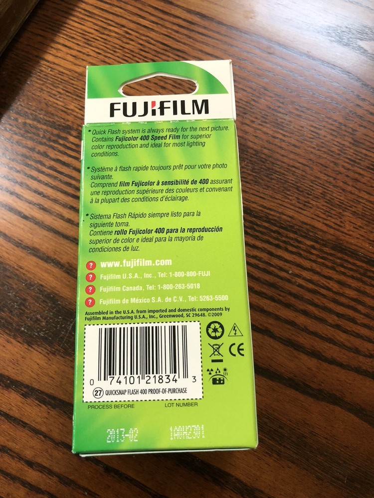 FujiFilm Quick Snap Flash Camera - Exp 2013-02 - Sealed Package