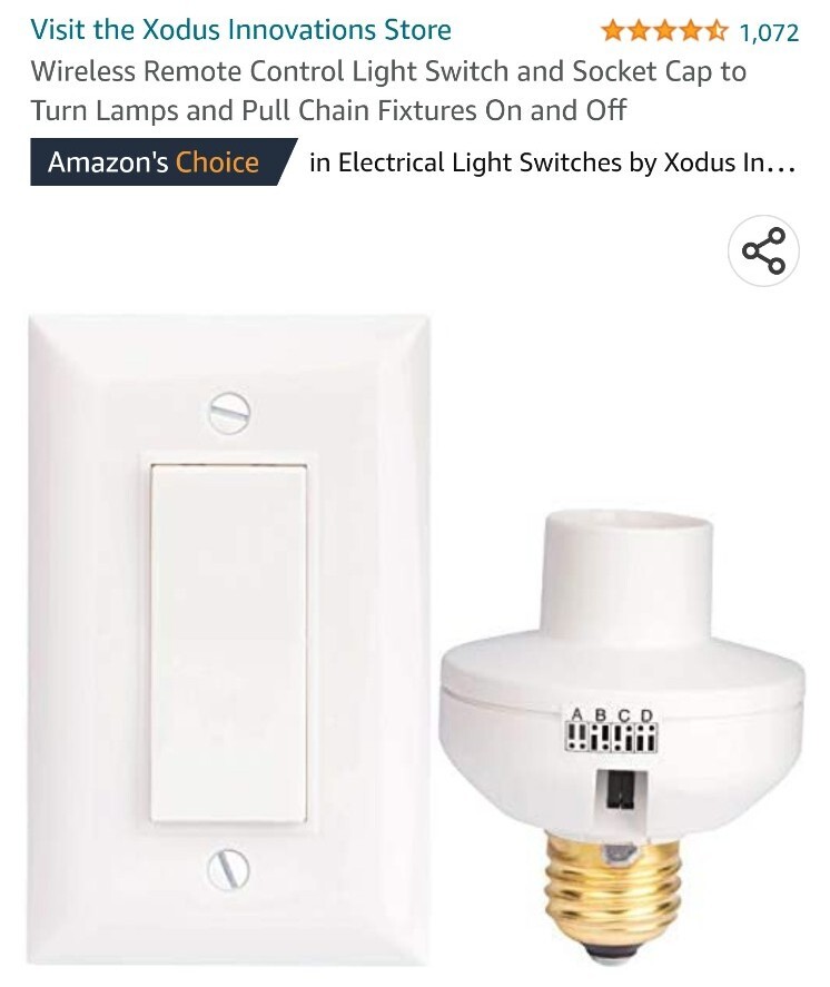 EASY Wireless Remote Control Light Switch + Socket Cap Turns On & Off 4 Channels