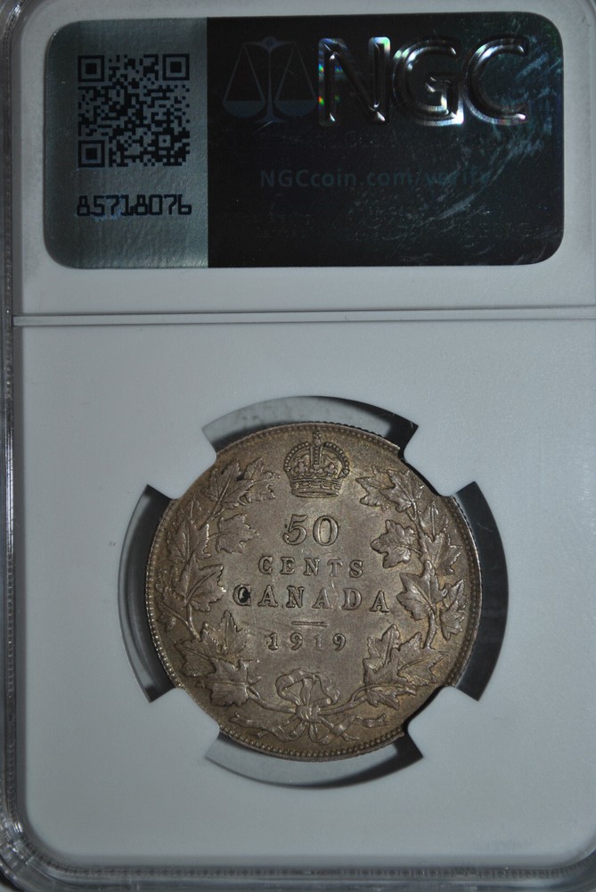 1919 Canada 50￠ Cent NGC AU58