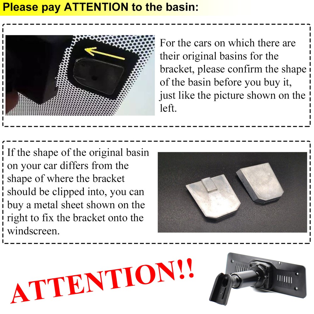 Auto Car Interior Rear View Mirror Mount GPS Bracket Back Plate Panel DVR Strap/