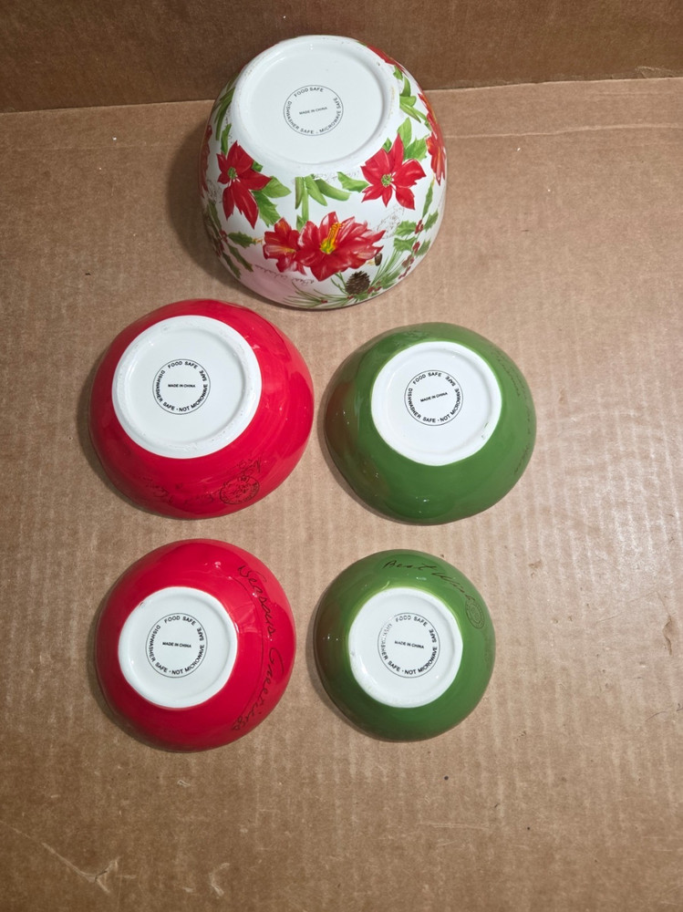 Measuring Cups Nesting Ceramic Maxcera "Noel" Christmas