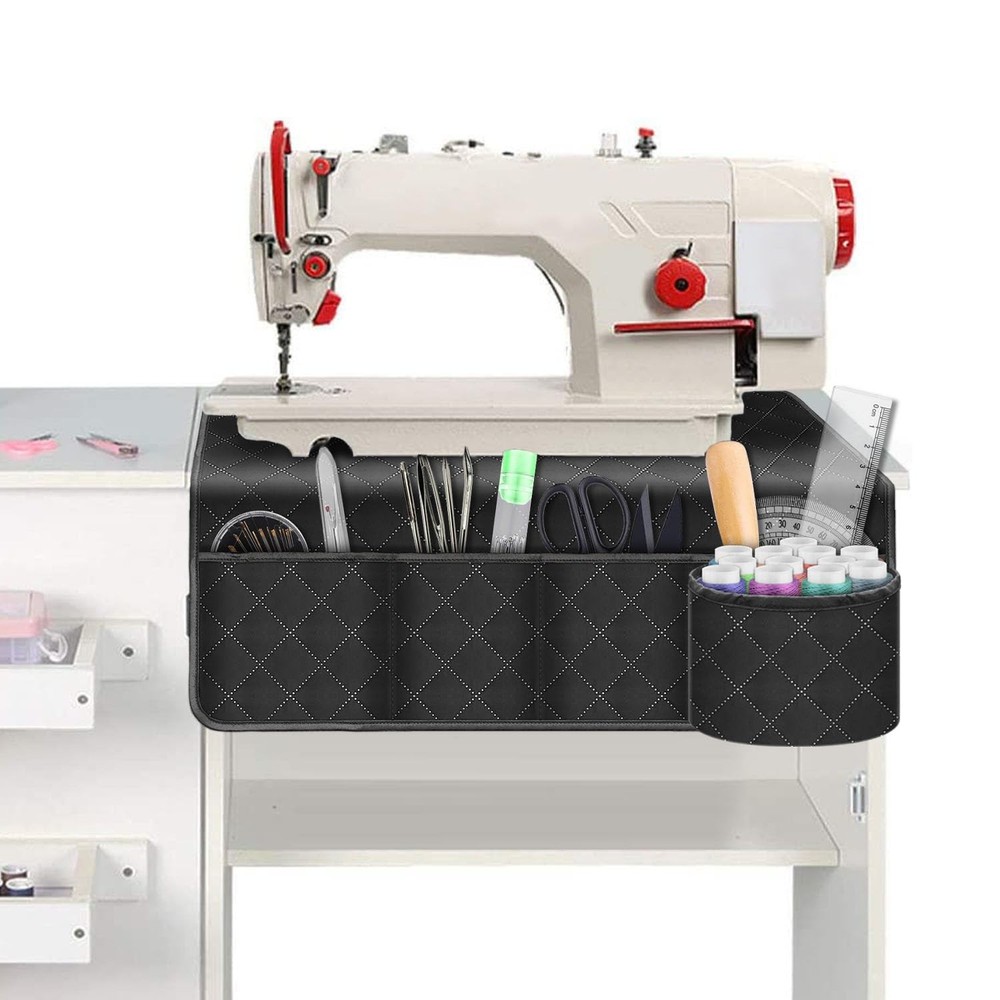 Sewing Machine Pad Table 26x26 Inch Black Polyester Foldable Pockets Organizer