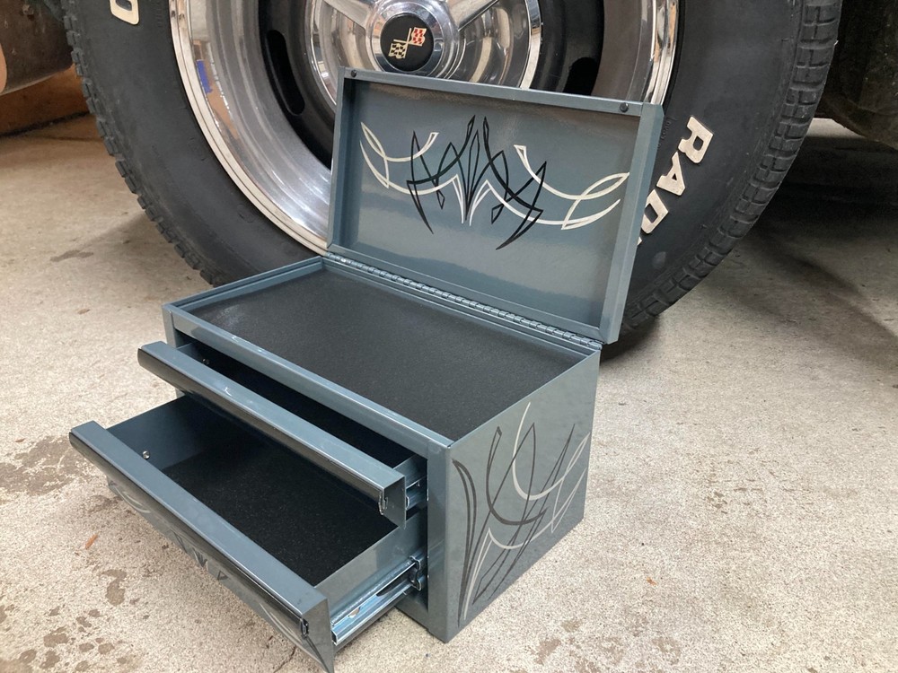 Gray Mini Toolbox Hot Rod Pinstripes