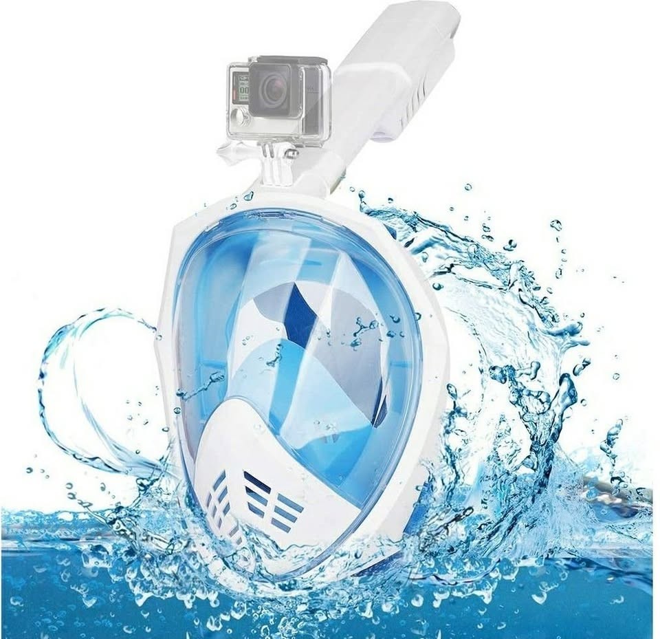 Full Face Snorkel Mask 180° Panoramic View Snorkel Mask (White)