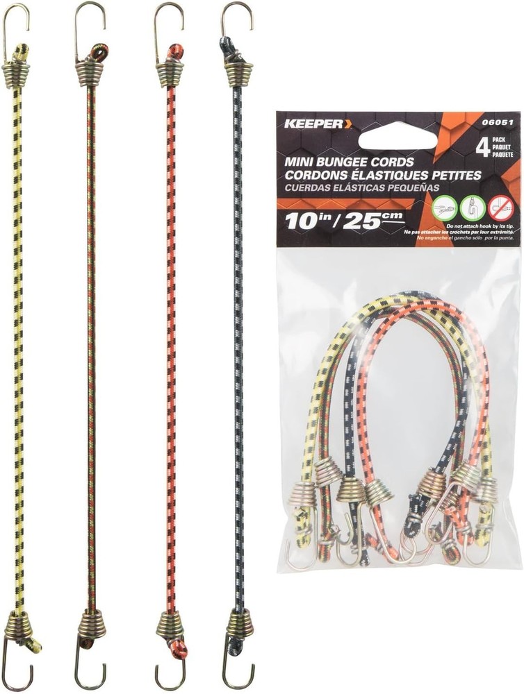 10'' Mini Bungee Cords, 4 Pack - Lightweight & Multi-Purpose Securing Solution