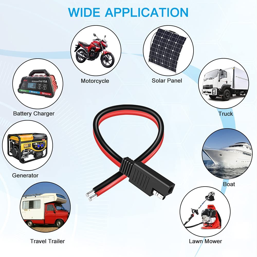 ELECTOP SAE Connector Extension Cable, Quick 14AWG Black