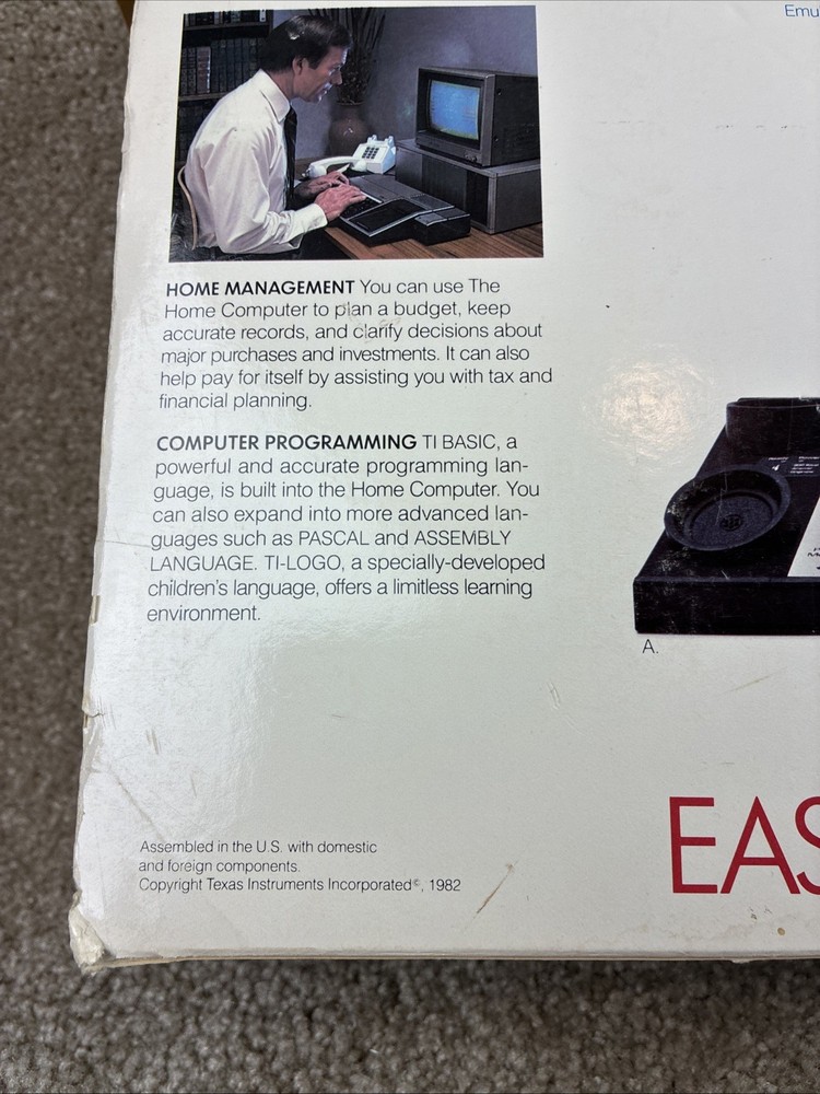 Texas Instruments TI-99/4A Home Computer POWERS UP,RED LIGHT ON!