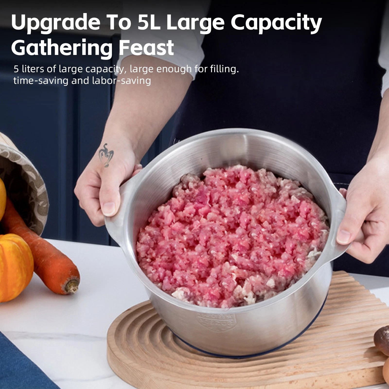 500W Electric Food Chopper Electric Stainless Steel Processor Meat Grinder Mixer