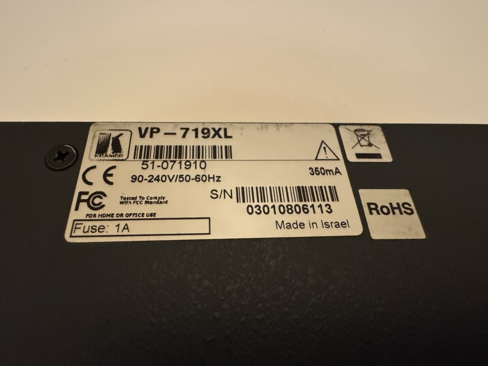 Kramer VP-719XL 7 Input Proscale Presentation Digital Switcher/Scaler - Tested