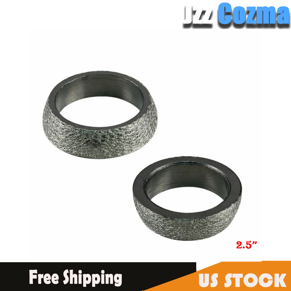 2PCs 2.5'' Donut Style Graphite Gasket For Muffler Exhaust Pipe Manifold Adapter