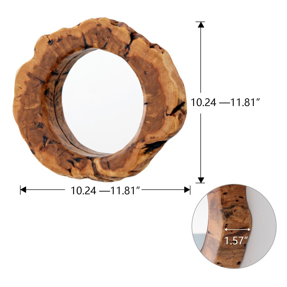 Four Pack Rustic Mirror Wall Décor Handmade Solid Wood Decorative Mirrors, 10...