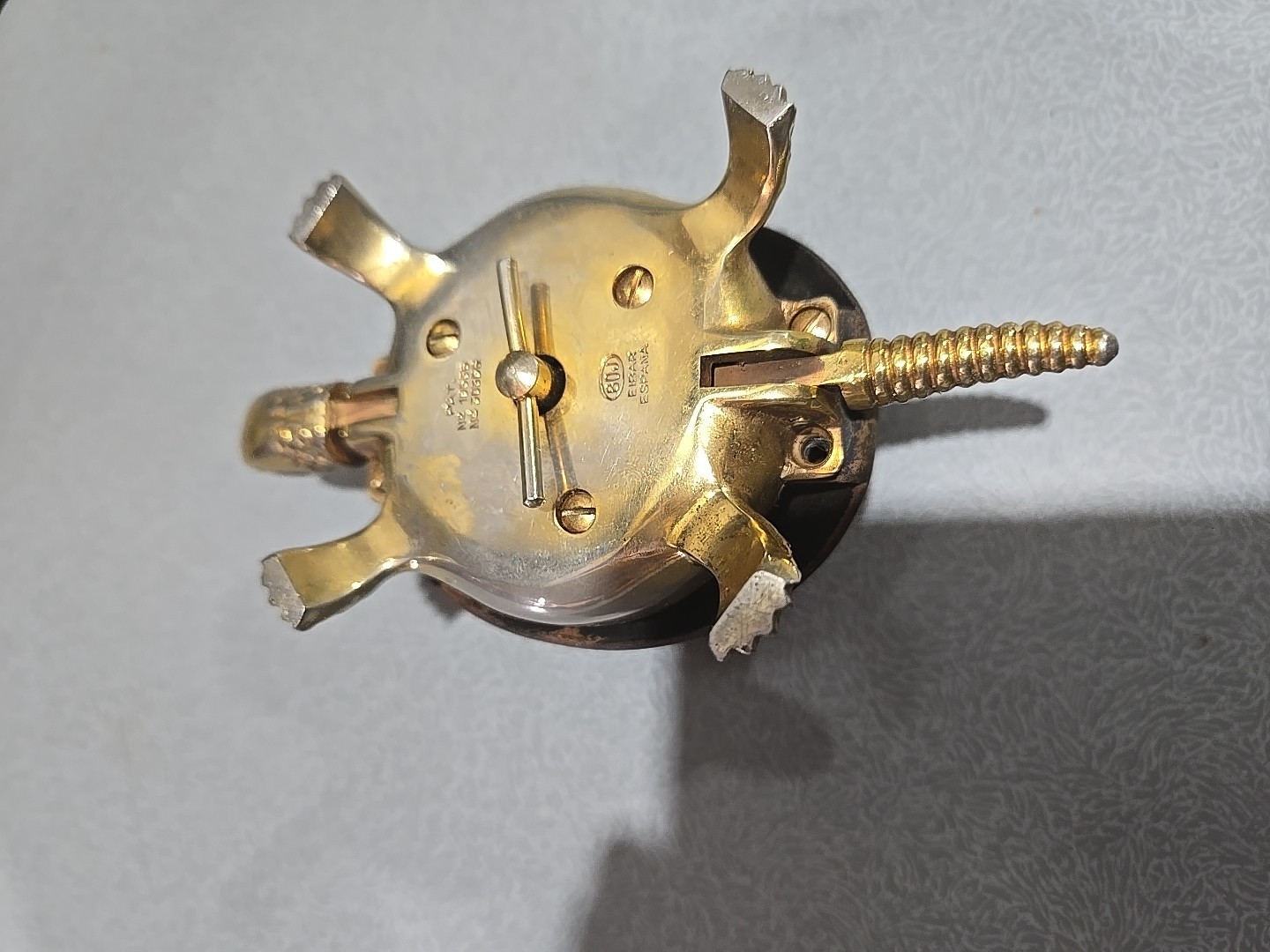 Vintage damascene brass turtle hotel/desk bell made by BOJ in Eibar, Spain