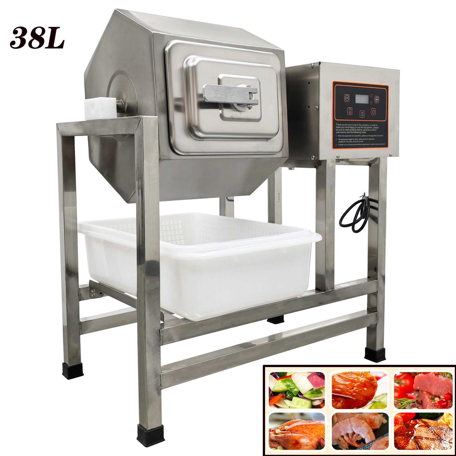 38L Commerical Chicken Marinating Machines Automatic Meat Tumbler Machine 110V