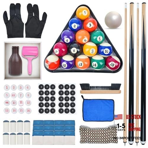 Pool Table - Pool Balls Billiard Set - Pool Table Accessories Set -Including